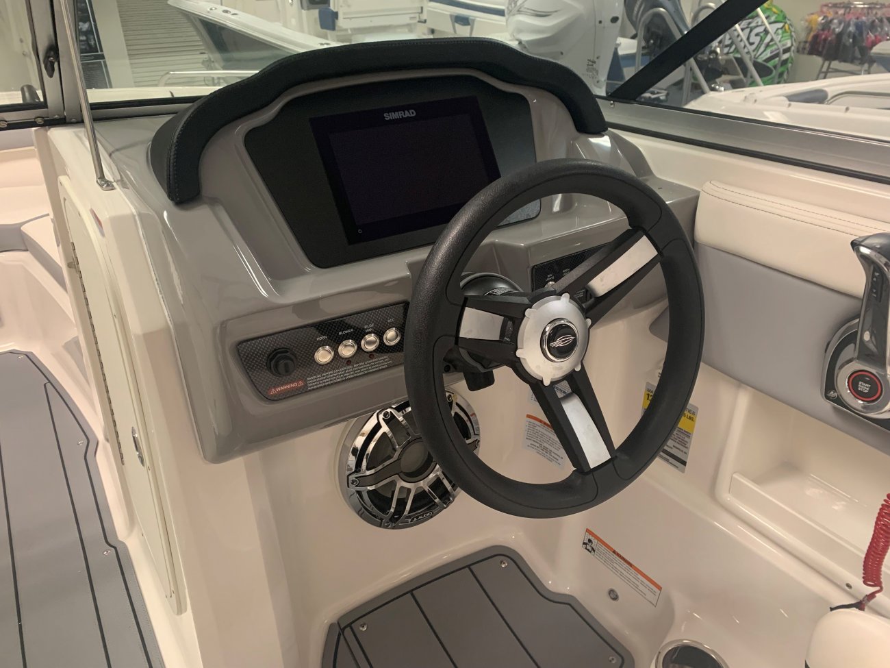 A ski boat is a boat specifically designed to safely tow one or more water skiers. This is achieved by using a high-horsepower, marinized automobile engine usually positioned in the midsection and driven through a direct drive to the propeller.