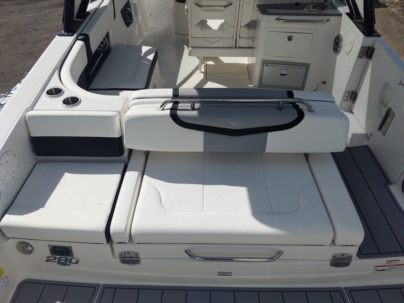 A bow rider is a boat with an open bow area where there are extra seats in front of the windshield.  Bow riders are typically between 17' and 30'long. They are well suited for many recreational water sports such as tubing, water skiing, and swimming.