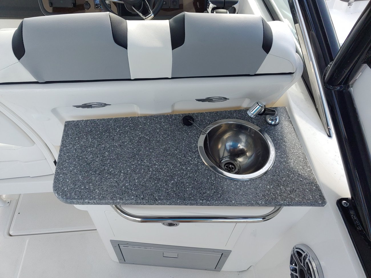 A bow rider is a boat with an open bow area where there are extra seats in front of the windshield.  Bow riders are typically between 17' and 30'long. They are well suited for many recreational water sports such as tubing, water skiing, and swimming.