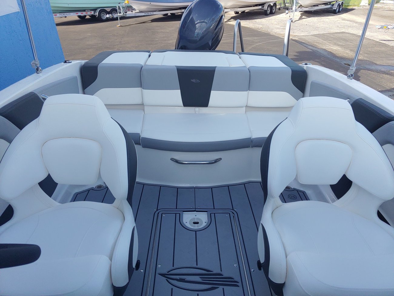A bow rider is a boat with an open bow area where there are extra seats in front of the windshield.  Bow riders are typically between 17' and 30'long. They are well suited for many recreational water sports such as tubing, water skiing, and swimming.